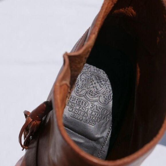 Archival Alberto Fasciani brown leather western ankle‎ boots with tassels - Picture 7 of 8